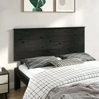 Testiera per Letto Nera 144x6x82,5 cm in Legno Massello di Pino 819174