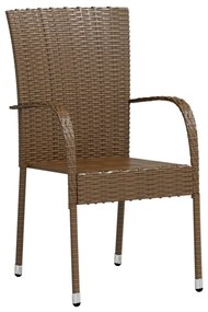Set mobili da pranzo per giardino 3 pz in polyrattan marrone