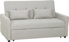 Divano Letto 2 Posti Convertibile Apertura Clic Clac con 2 Cuscini in Tessuto Marrone Chiaro...