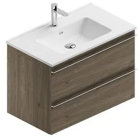 Mobile sottolavabo e lavabo Linea per vasca centrale rovere cotto in truciolare L 80 x H 55 x P 46 cm 2 cassetti