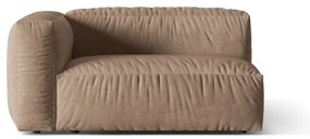 Parte divano componibile marrone chiaro (con penisola a sinistra) con rivestimento in velluto Martina – Micadoni