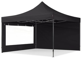 TOOLPORT 4x4 m gazebo pieghevole con laterali (finestre panoramiche), PREMIUM acciaio, nero - (600087)