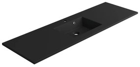 Lavabo integrale a incasso bacino al centro rettangolare Neo L 151 x H 11.2 x P 48.5 cm in solid surface nero