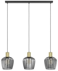 Eglo 901037 - Lampadario a sospensione con filo EMPOLI 3xE27/40W/230V nero/oro