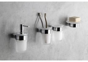 Gedy - Distributore di sapone a parete PIRENEI 110 mm bianco latte vetro/cromo lucido