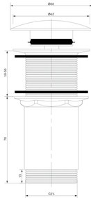 OMNIRES A716BR - Scarico del lavandino CLICK-CLACK diametro 6,6 cm pettinato bronzo