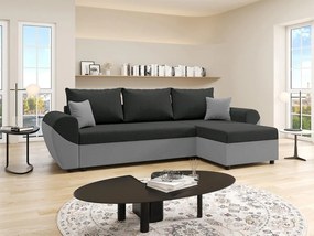 Divano letto angolare e reversibile in Tessuto Nero e Grigio LIERNO