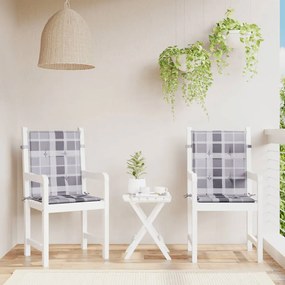 Cuscini Per Sedia 2 Pz A Quadri Grigi 100x50x3cm Tessuto Oxford /