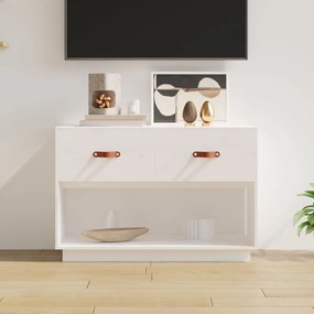 Mobile porta tv bianco 90x40x60 cm in legno massello di pino