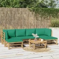 Set Salotto da Giardino 7pz con Cuscini Verdi Bambcod mxl 124234