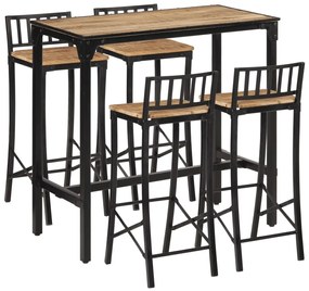 Set Bar 5pz Legno Massello Mango Grezzo E Metallo /