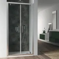 Porta doccia a due battenti da 80 cm in cristallo trasparente 6 mm Minerva