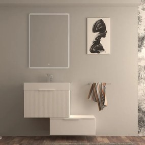 Mobile da bagno sospeso sotto lavabo Modula di BADEN HAUS L 70 x H 43 x P 44 cm bianco cannettato opaco, 3 cassetti