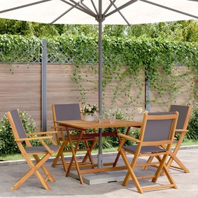 Set Pranzo Da Giardino 5pz Antracite Tessuto E Legno Massello /