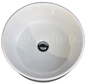 Lavabo 41 cm H 15,8 tondo da appoggio in ceramica Bianco Lucido