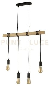 Woody 4lt bar pendant - legno naturale e metallo nero