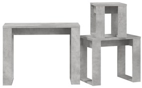 Tavolini Impilabili 3 pz Grigio Cemento in Legno Multistrato