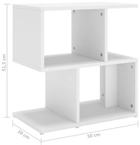 Comodino Bianco 50x30x51,5 cm in Legno Multistrato