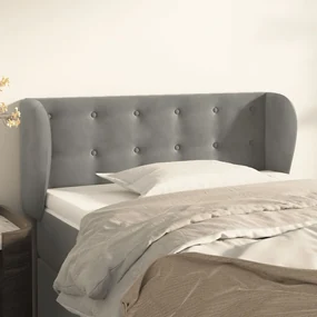 Testiera Ad Orecchio Grigio Chiaro 103x23x78/88 Cm İn Velluto /