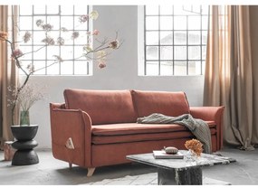 Divano letto in velluto color mattone 225 cm Charming Charlie - Miuform