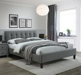 Letto Samara 2 in tessuto grigio - 160×200 cm