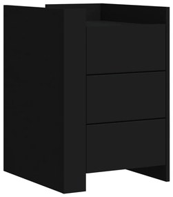 Comodino nero 45x50x65 cm in legno multistrato