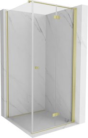 Mexen Mist-F cabina doccia pieghevole destra 80 x 80 cm, trasparente, oro spazzolato - 8A6T-080-080-55-00-P