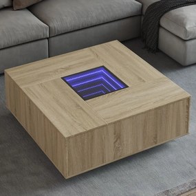 Tavolino Da Salotto Con Led Infinity Rovere Sonoma 100x100x40cm /