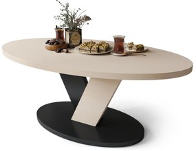 LOVA Beige/Nero – TAVOLINO OVALE 110x60 cm TAVOLINO DA CAFFÈ MODERNO