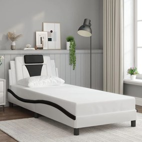 Giroletto Con Testiera Bianco E Nero 90x200 Cm İn Similpelle /
