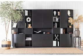 Libreria modulare nera in legno di pino 78x210 cm Finca - WOOOD