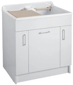 Colavene Twist mobile lavatoio 80X60 con due vasche e cesto portabiancheria bianco