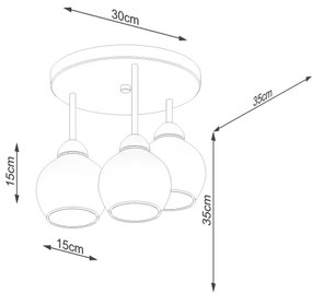Sollux SL.1140 - Lampadario a stelo ALINO 3xE27/60W/230V nero