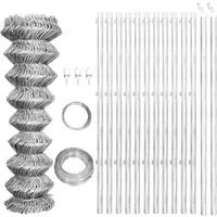 Recinzione in Rete con Pali in Acciaio Zincato 25x1 m Argento 141499