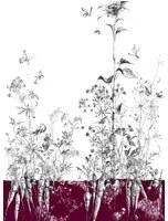 Edmond Petit Carta da parati Lièvres/Fenouil/Tournesol - Aubergine - Tournesol Droit - Aubergine