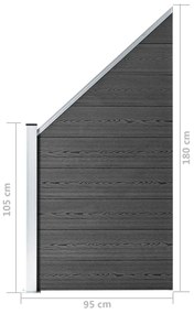 Pannello di Recinzione in WPC 95x(105-180) cm Nero