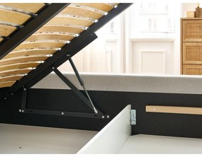 Letto matrimoniale imbottito beige con contenitore con griglia 160x200 cm Jagna - Bobochic Paris