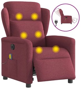Poltrona Massaggiante Reclinabile Elettrica Rosso Vino Tessuto /