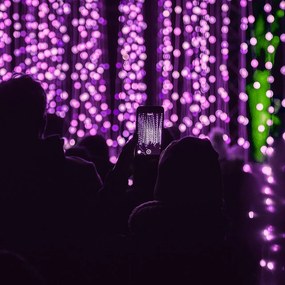 Catenaria Natalizia LED 8 GIOCHI DI LUCE 15m CAVO TRASPARENTE IP44 Luce VIOLA Colore Viola 550 - 570 °K