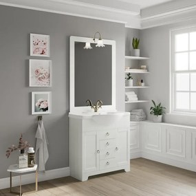 Mobile sottolavabo e lavabo Romantica per vasca centrale decape bianco L 85 x H 81.5 x P 31.5 cm, 2 ante 3 cassetti