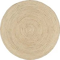 Tappeto Lavorato a Mano in Juta Design a Spirale Bianco 90 cm cod mxl 67804