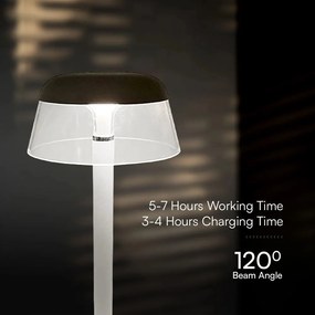 Lampada LED Tavolo 3W Ricaricabile USB-C Touch CCT Bianca V-TAC