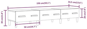 Mobile Porta TV Grigio Cemento 150x34,5x30 cm Legno Multistrato
