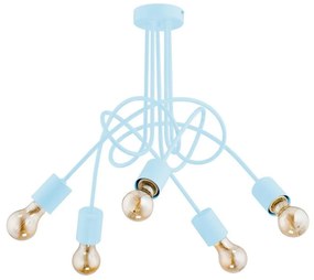 Lampadario a plafone per bambini TANGO 5xE27/60W/230V blu