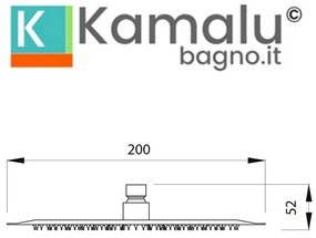 Kamalu - soffione per doccia tondo finitura nera diametro 20cm | kam-kanda nero