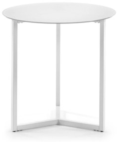 Kave Home - Tavolino Raeam in vetro temperato e acciaio finitura bianca Ø 50 cm