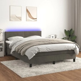 Letto A Molle Con Materasso E Led Grigio Scuro 140x190 Cm /