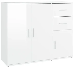 Credenza bianco lucido 91x29,5x75 cm in legno multistrato