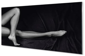 Quadro in vetro Gambe da cabaret in bianco e nero 100x50 cm