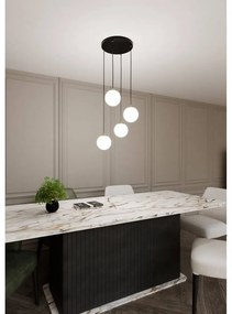 Lampadario a Sospensione in Acciaio e Vetro ROYAL 4 Bianco o Nero 4xE14 Colore del corpo Nero
